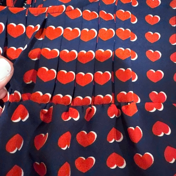 Cynthia Rowley Navy Blue Red Hearts with white shadowed hearts Tank Top Blouse. - Picture 6 of 10